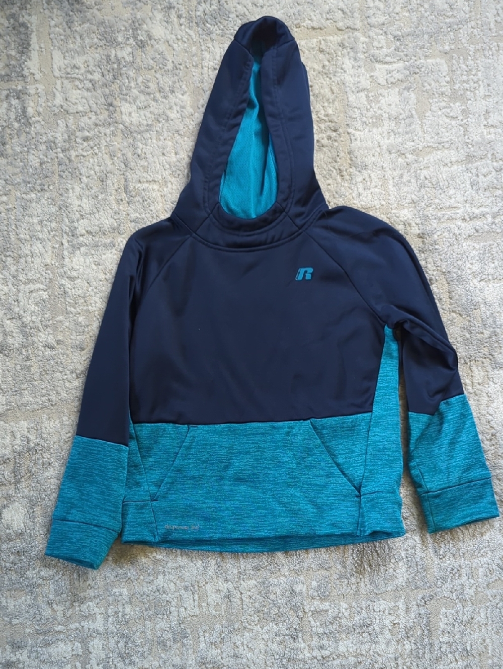 Russell Athletic Navy and Teal Colorblock Hoodie Size XS